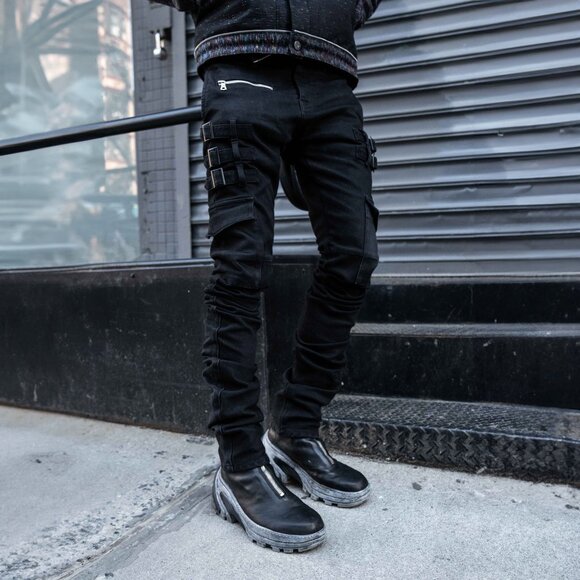 AKINGS Black Omari Stacked Jeans - Picture 6 of 12